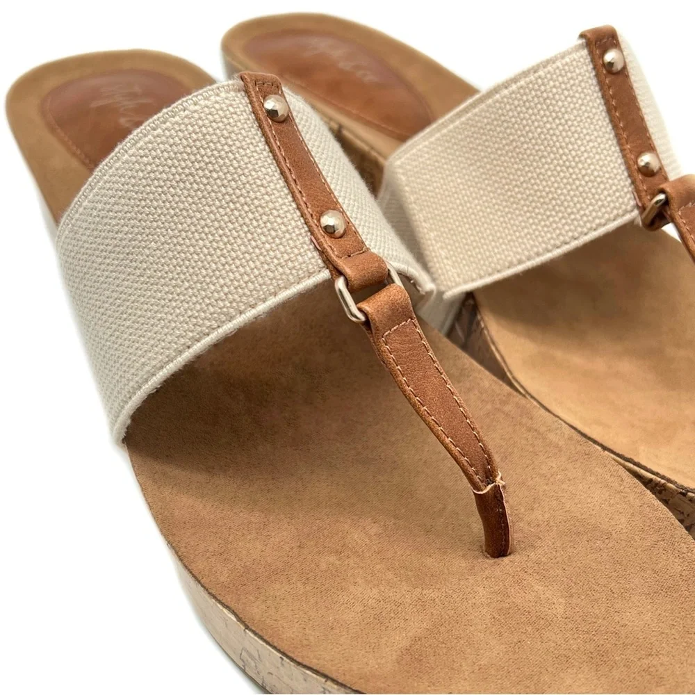 Style & Co Wedge Thong Piperr Cork Sandal Light Taupe Size 10 - Picture 3 of 14